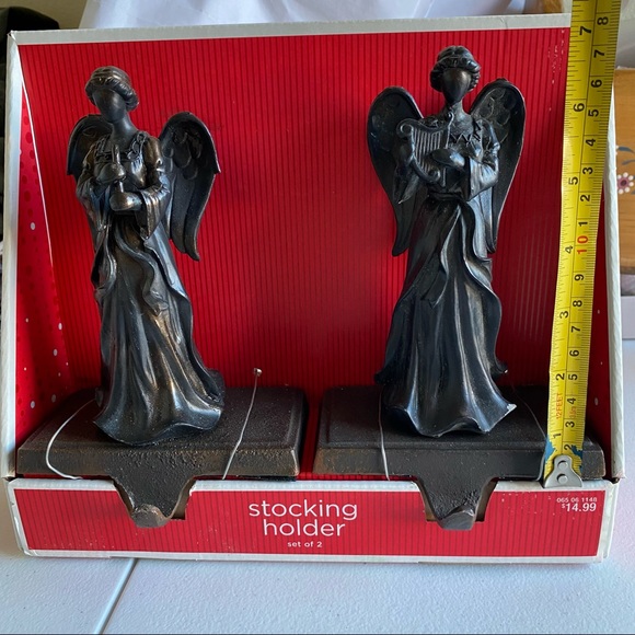 Angel Christmas Stocking Holder Set of Two (2) Bronze Color - Picture 11 of 13